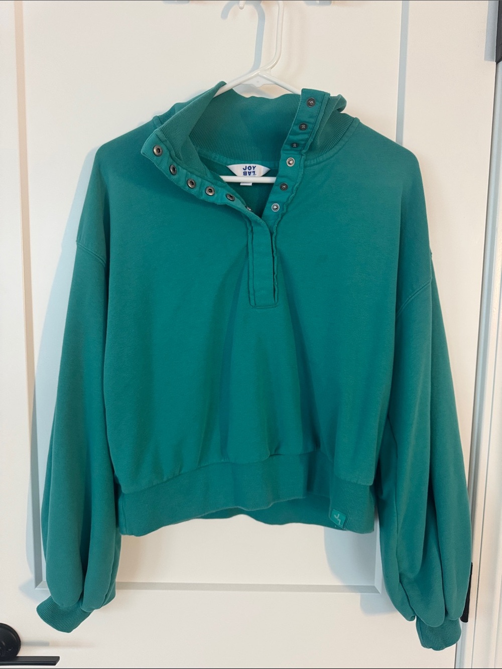 JoyLab Teal Snap-Front Pullover Hoodie